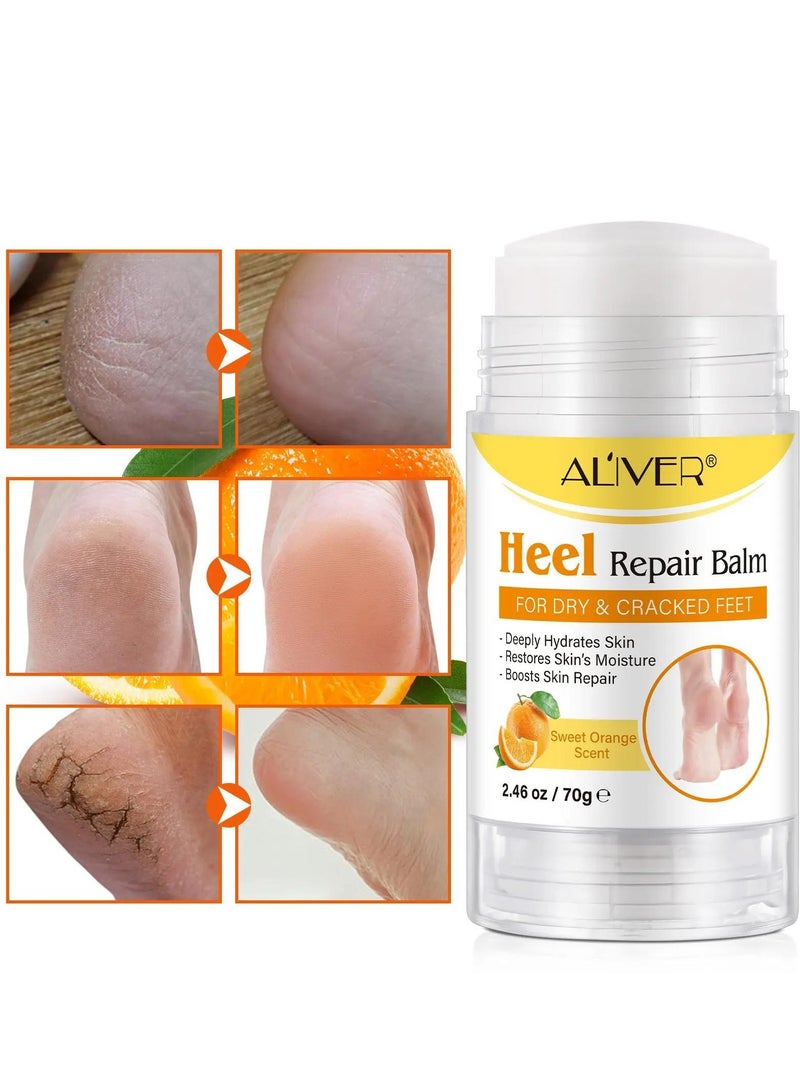 ALIVER 70g Cracked Heel Repair Balm Sweet Orange Scent Foot Cream for Cracked Heels and Dry Skin Cracked Heel Repair Balm with Shea Butter & Olive Oil Hydrates and Softens Dry Feet  - Image 3