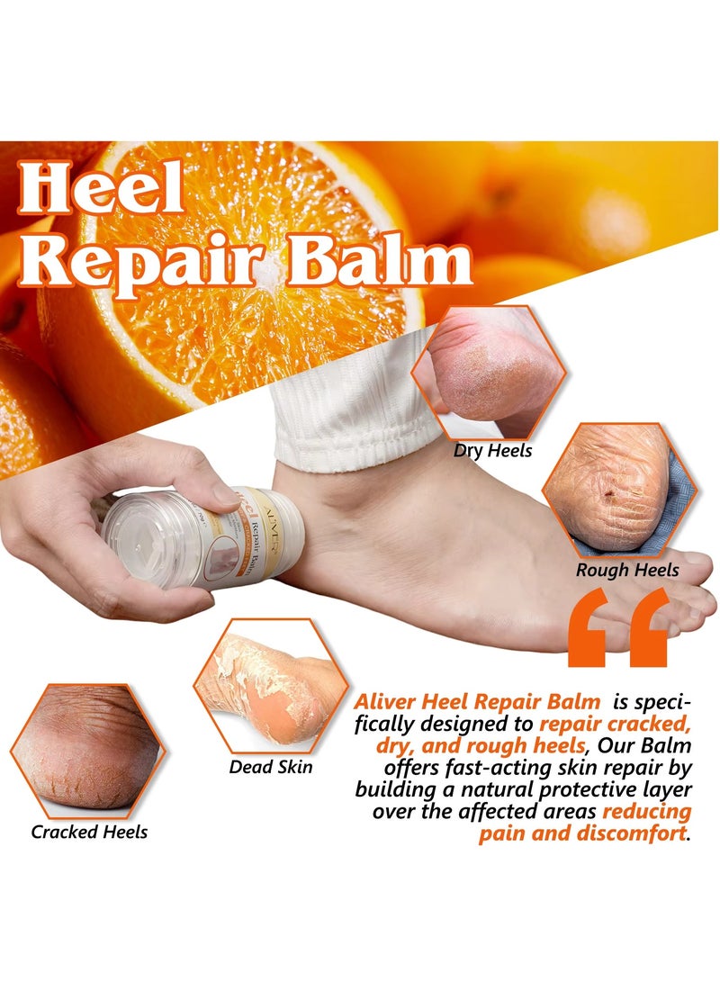 ALIVER 70g Cracked Heel Repair Balm Sweet Orange Scent Foot Cream for Cracked Heels and Dry Skin Cracked Heel Repair Balm with Shea Butter & Olive Oil Hydrates and Softens Dry Feet  - Image 5