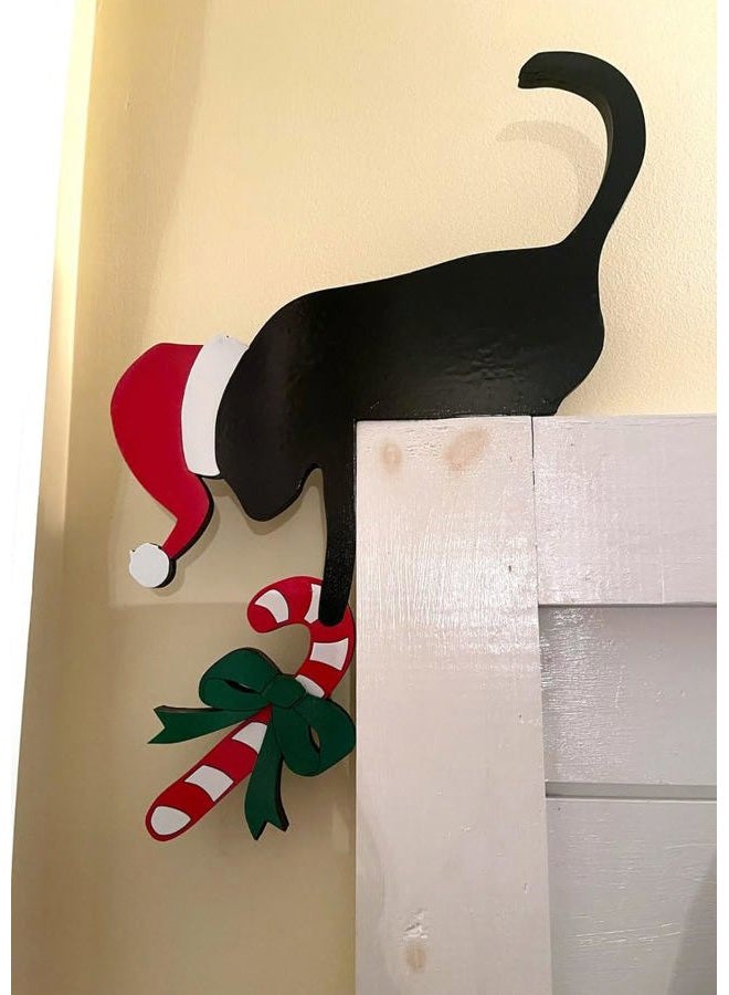 Sanmtang 2024 Christmas Door Topper, Holiday Home Decor, Funny Snowman, Santa Claus, Door Frame, Corner, Decoration, Windows, Walls, DIY Crafts (, Cat) - Image 3