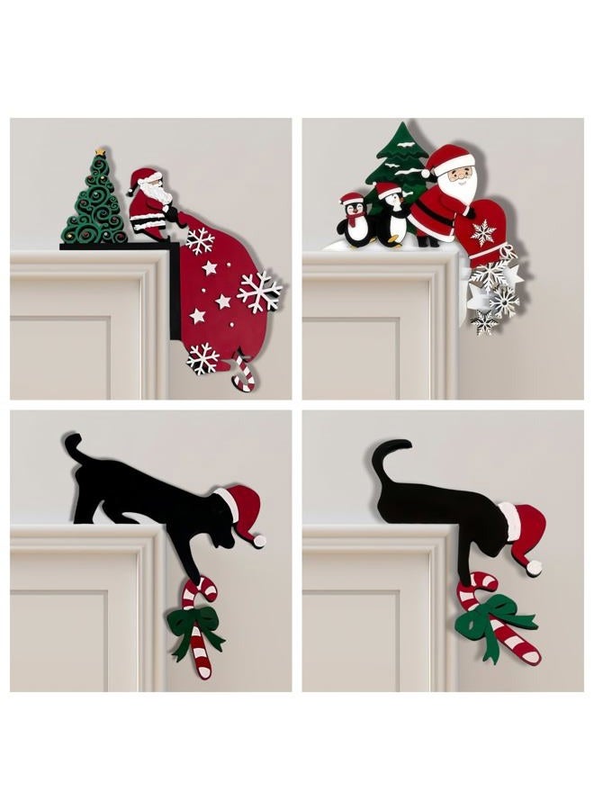 Sanmtang 2024 Christmas Door Topper, Holiday Home Decor, Funny Snowman, Santa Claus, Door Frame, Corner, Decoration, Windows, Walls, DIY Crafts (, Cat) - Image 5