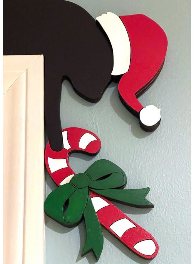 Sanmtang 2024 Christmas Door Topper, Holiday Home Decor, Funny Snowman, Santa Claus, Door Frame, Corner, Decoration, Windows, Walls, DIY Crafts (, Cat) - Image 2
