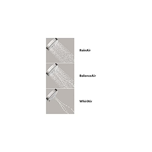 Hansgrohe مجموعة رأس دش محمول هانسغروه رايندانس إس سهلة التركيب 4 بوصة حديثة 3 رشات RainAir و BalanceAir و Whirl Air Infusion مع Airpower مع QuickClean مع خرطوم بالكروم، 2 جالون في الدقيقة، 04518000 - Image 3