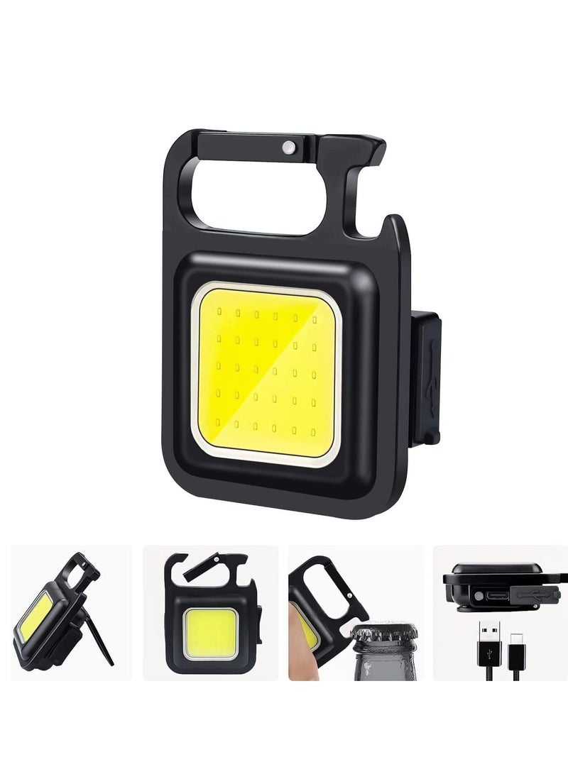 Mini Flashlight, 800Lumens COB Bright Rechargeable Keychain Flashlights, Black, LEDLIG01-B - Image 1