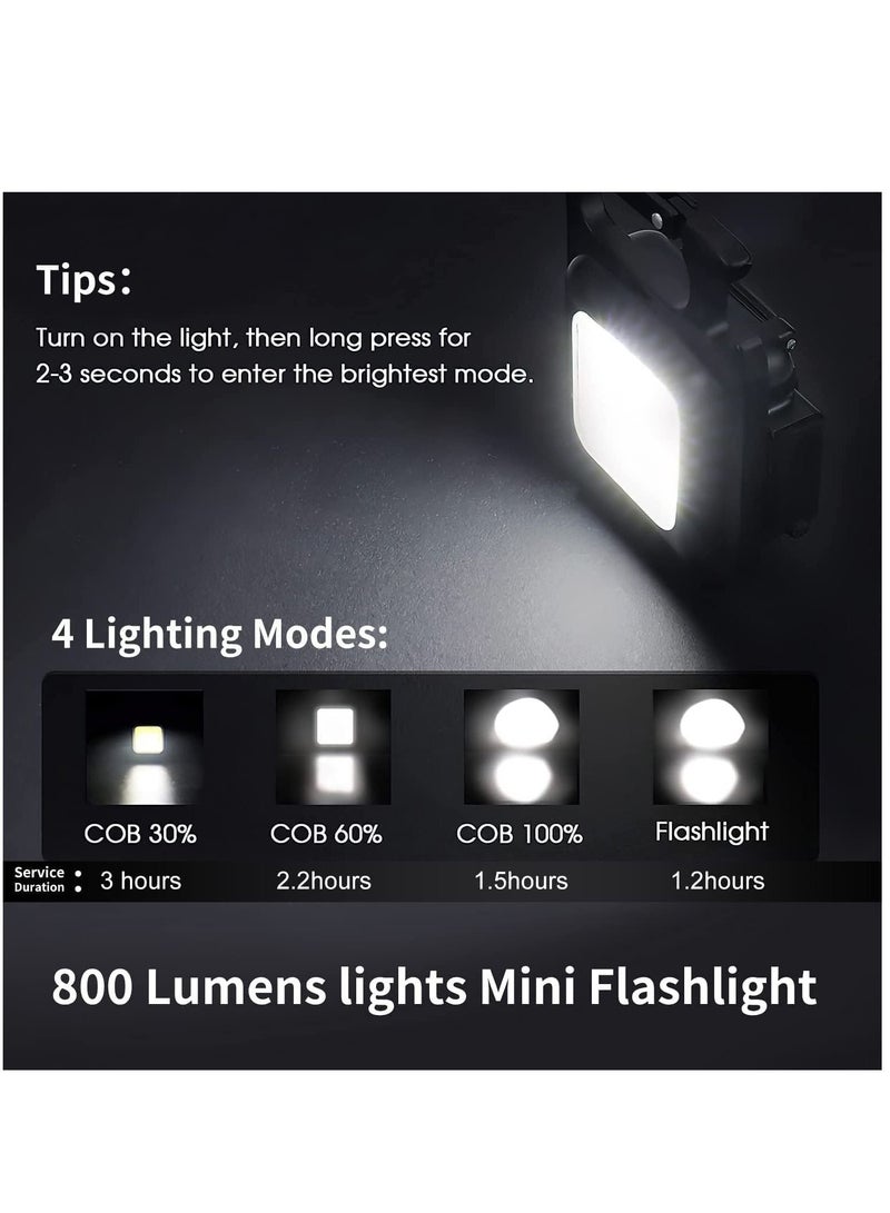 Mini Flashlight, 800Lumens COB Bright Rechargeable Keychain Flashlights, Black, LEDLIG01-B - Image 4