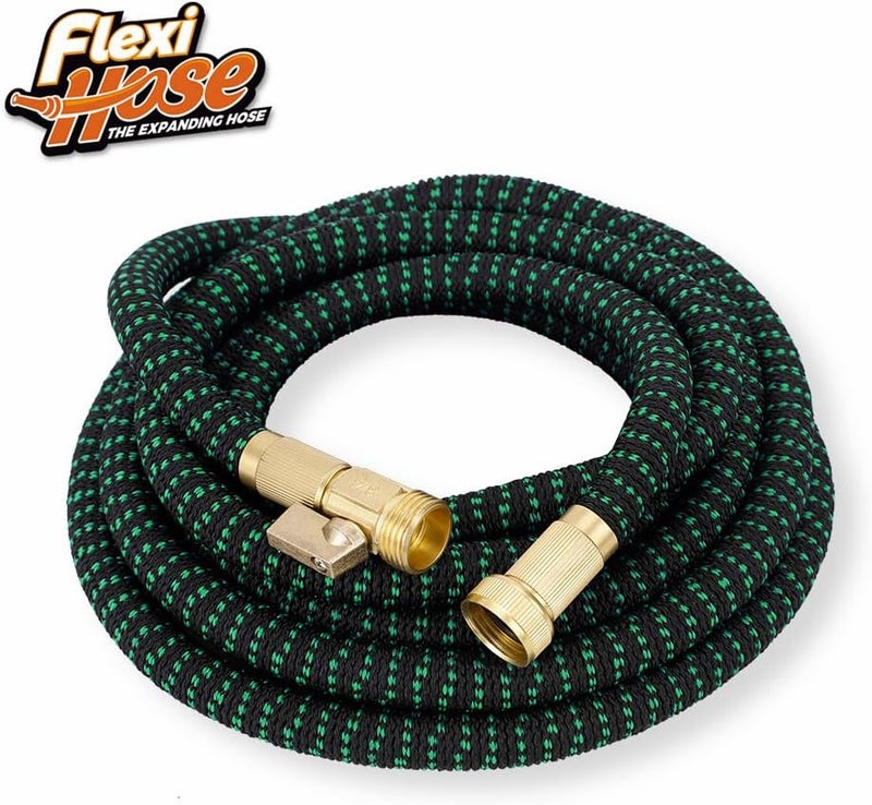 Flexi Hose خرطوم مرن بفوهة ذات 8 وظائف، طوله 25 قدمًا – خرطوم حديقة خفيف الوزن وقابل للتمدد، لا يتكون فيه تشابك، موصلات من البرونز الصلب بقطر 3/4 بوصة، ونواة مزدوجة من المطاط – اللون أخضر - Image 5