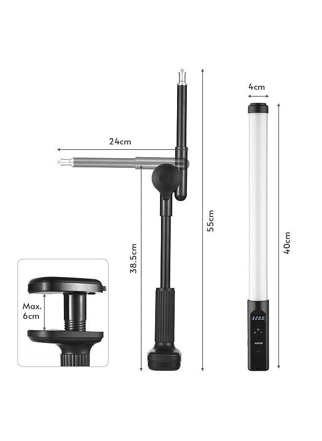 Generic - Handheld RGB Tube Light with Desktop Clip-on Light Stand Remote Control LED Video Light Wand - Image 1