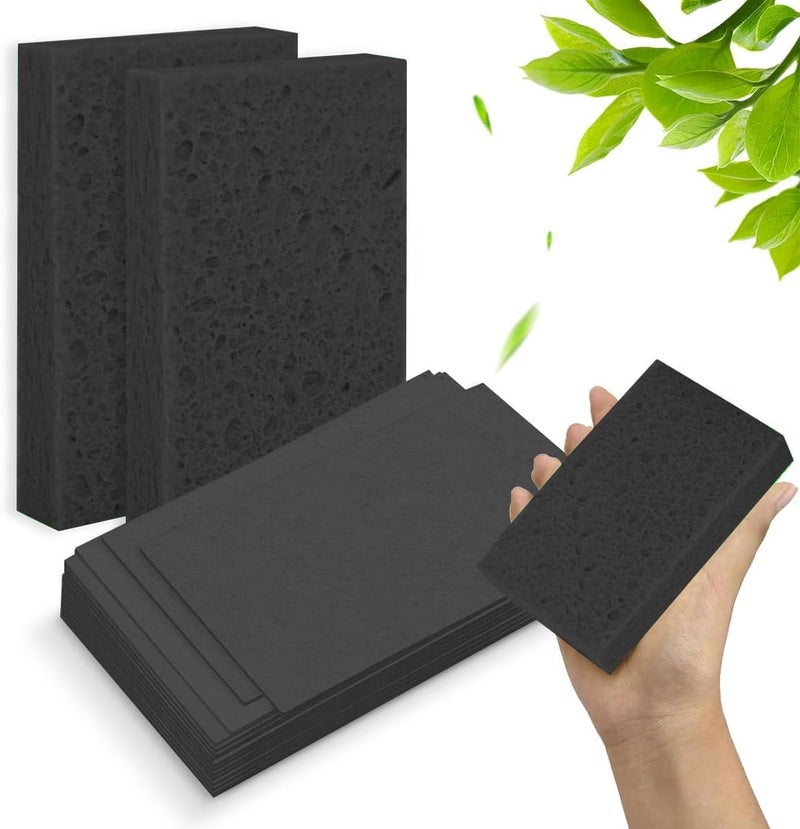 KASTWAVE 6-Pack Non-Scratch Scrub Sponges for Dishes and Cleaning, Durable, Reusable Kitchen Sponges for Washing Pots, Pans, Countertops and Bathroom Surfaces (Black) - Image 4