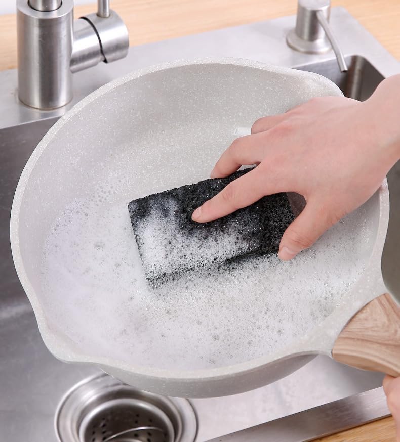 KASTWAVE 6-Pack Non-Scratch Scrub Sponges for Dishes and Cleaning, Durable, Reusable Kitchen Sponges for Washing Pots, Pans, Countertops and Bathroom Surfaces (Black) - Image 5