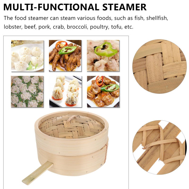 Natural Bamboo Steamer Basket And Lid Set 16 5cm For Steamed Buns Dim Sum Cooking - Image 5