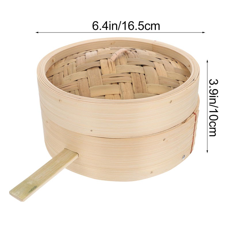 Natural Bamboo Steamer Basket And Lid Set 16 5cm For Steamed Buns Dim Sum Cooking - Image 3