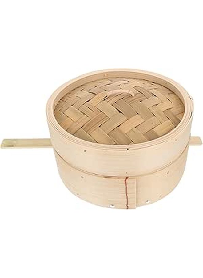 Natural Bamboo Steamer Basket And Lid Set 16 5cm For Steamed Buns Dim Sum Cooking - Image 1