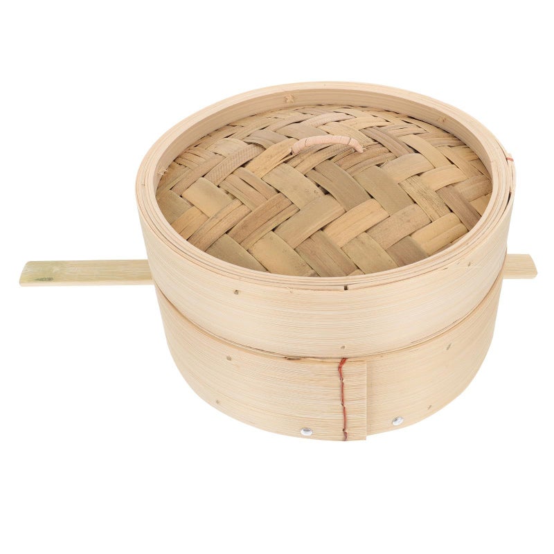 Natural Bamboo Steamer Basket And Lid Set 16 5cm For Steamed Buns Dim Sum Cooking - Image 2