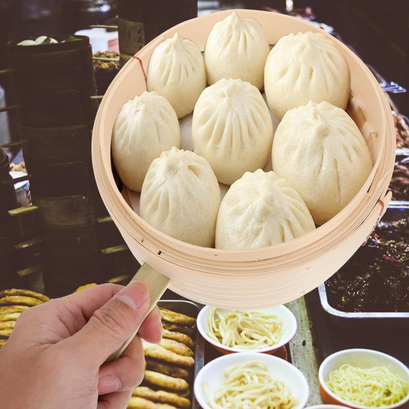 Natural Bamboo Steamer Basket And Lid Set 16 5cm For Steamed Buns Dim Sum Cooking - Image 4