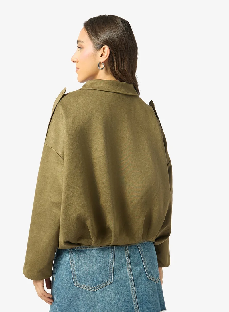 Ginger Suede Zip Up Oversize Jacket