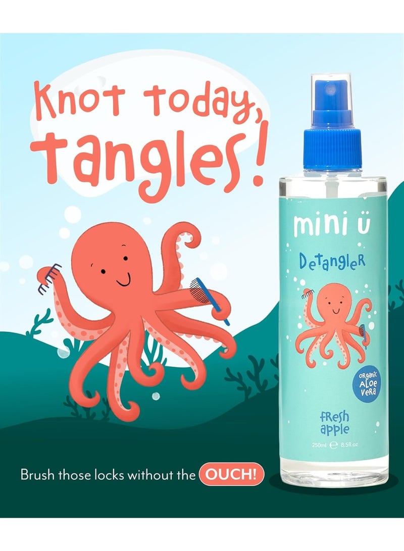 Mini U Kids Detangler Spray Fresh Apple Scented 250ml, Hair Detangling Spray With Aloe Vera Juice, For Knots And Tangles, Lightweight Vegan Kids Hair Spray, Suitable For Children, For Long Curly And Daily Hair Care - Image 3