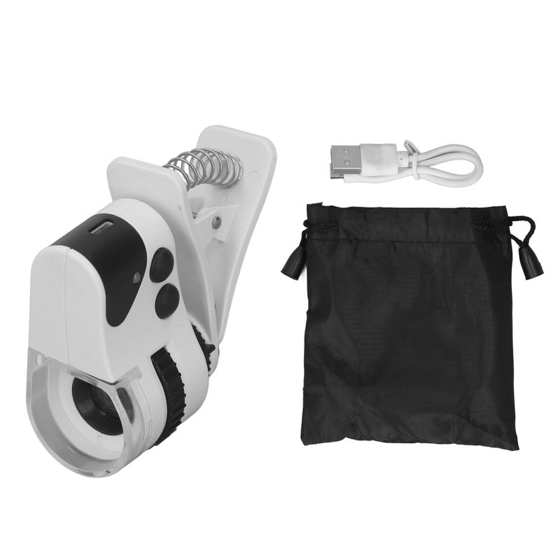 Cellphone Clip On Microscope 50X Magnification Adjustable Focus USB Rechargeable Clip On Type Loupe with LED Light Banknote Detecting Light - Image 1