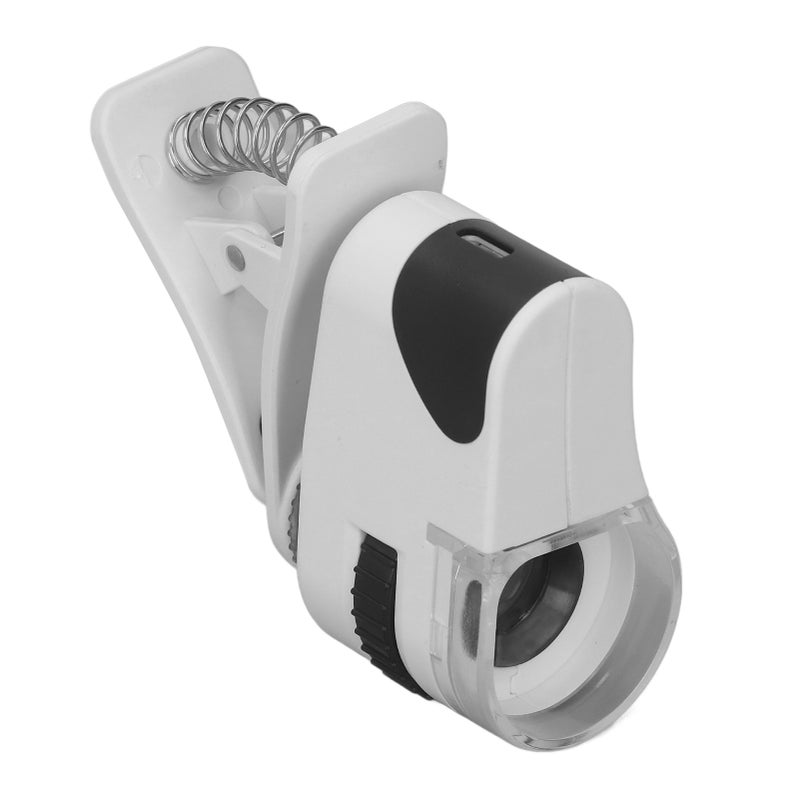 Cellphone Clip On Microscope 50X Magnification Adjustable Focus USB Rechargeable Clip On Type Loupe with LED Light Banknote Detecting Light - Image 3