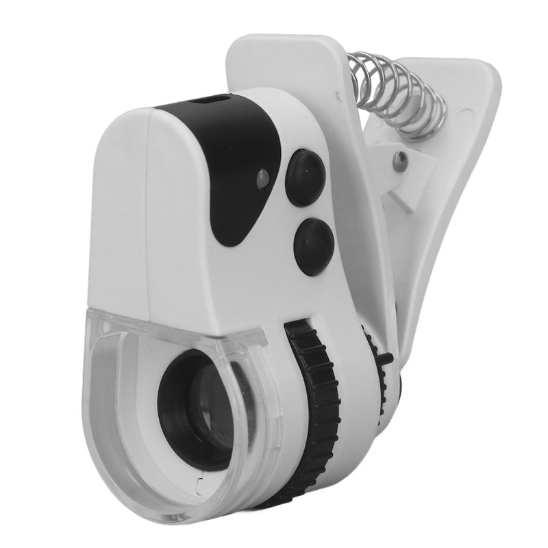 Cellphone Clip On Microscope 50X Magnification Adjustable Focus USB Rechargeable Clip On Type Loupe with LED Light Banknote Detecting Light - Image 2