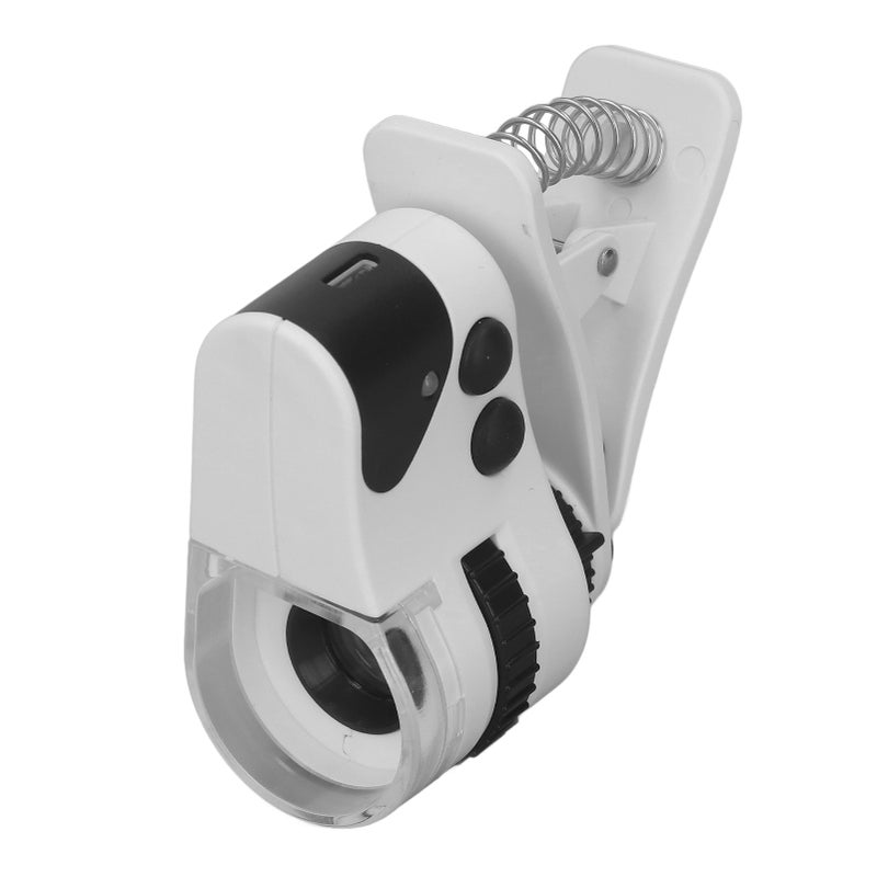 Cellphone Clip On Microscope 50X Magnification Adjustable Focus USB Rechargeable Clip On Type Loupe with LED Light Banknote Detecting Light - Image 5
