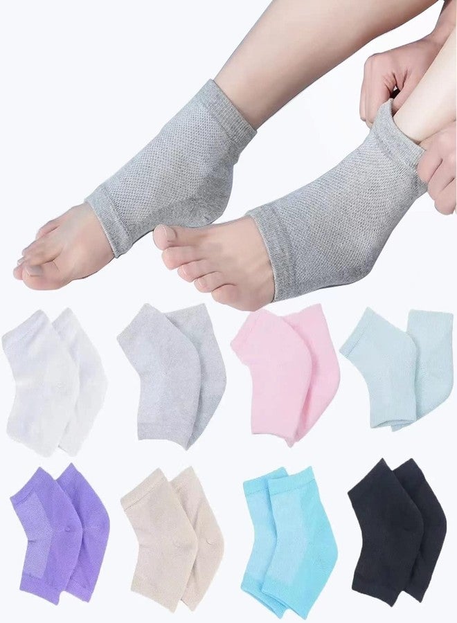 YSAFAI 8 Pairs Toeless Moisturizing Socks, Women's Men's Sleeping Socks, Cracked Gel Heel Socks, Repair Dry Rough Cracked Heels - Image 1