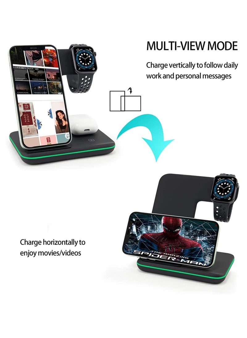 محطة شحن لاسلكية سريعة لساعات آبل iWatch Series SE/6/5/4/3/2/1، AirPods 2/Pro ومتوافقة مع سلسلة آبل iPhone 12/11/XS MAX/XR/XS/X/8/8 Plus/Samsung - Image 2