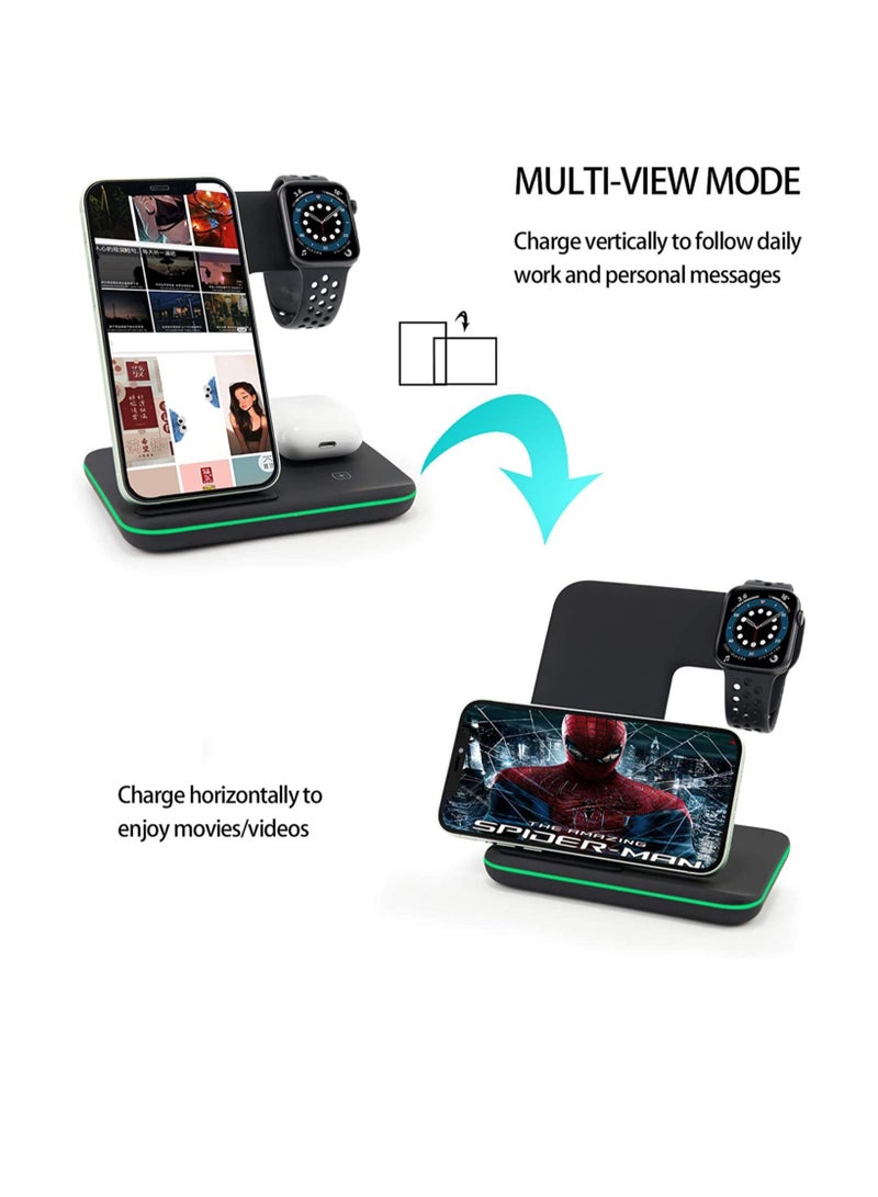 محطة شحن لاسلكية سريعة لساعات آبل iWatch Series SE/6/5/4/3/2/1، AirPods 2/Pro ومتوافقة مع سلسلة آبل iPhone 12/11/XS MAX/XR/XS/X/8/8 Plus/Samsung - Image 4