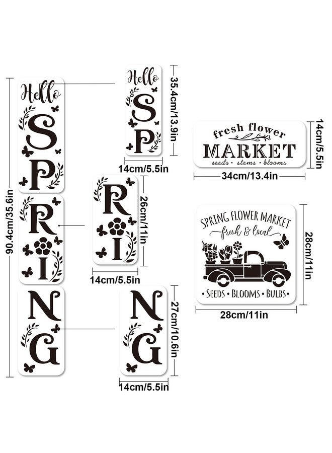 وولاين 10 قطع من استنسل الربيع للرسم، شاحنة الزهور القابلة لإعادة الاستخدام، قوالب رسم بلاستيكية، مزرعة مرحبًا بالربيع، استنسل فني للزهور من أجل أعمال فنية يدوية على الحائط، لوازم تزيين اللافتات - Image 2
