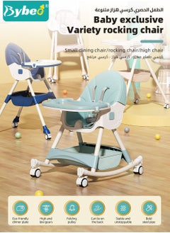 Bybeo 4-in-1  Baby High Chair, Convertible Dining Chair for Kids, Babies Rocker, Sofa Chair, Infant Feeding Booster Seat with Dinner Tray, Wheels, Footrest, Safety Belt and Cushion, for Babies and Toddlers  - Image 2