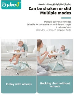 Bybeo 4-in-1  Baby High Chair, Convertible Dining Chair for Kids, Babies Rocker, Sofa Chair, Infant Feeding Booster Seat with Dinner Tray, Wheels, Footrest, Safety Belt and Cushion, for Babies and Toddlers  - Image 5