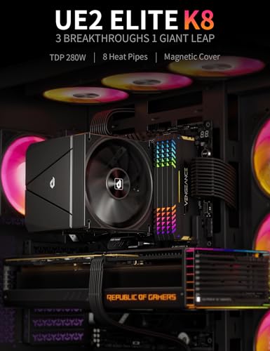 upHere CPU Cooler Air,Dual Tower Cooler with 120mm PWM Fan,8 Heat Pipes for Intel LGA 1851/1700/2011/2066/115X,AM5/AM4/AM3,Black,UE2 Elite K8 - Image 2