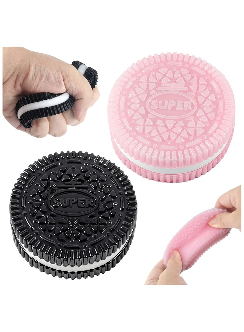 NNEWVANTE لعب ضغط بسكويت لزج للأشخاص البالغين، ألعاب حسية للأطفال ذوي التوحد، كرات ضغط للبالغين هدايا عيد ميلاد، هدايا حفلات للأطفال (عبوة 2 باللونين الوردي والأسود) - Image 1