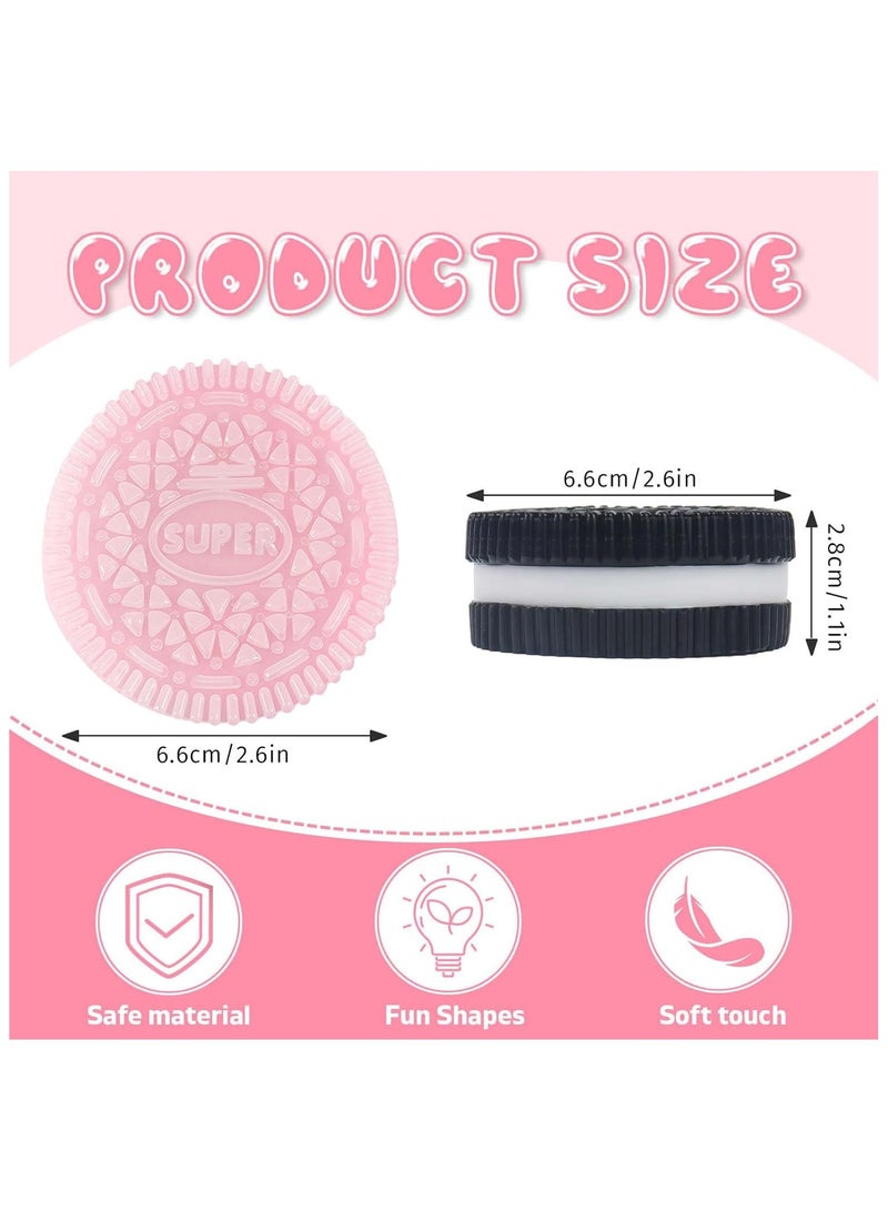 NNEWVANTE لعب ضغط بسكويت لزج للأشخاص البالغين، ألعاب حسية للأطفال ذوي التوحد، كرات ضغط للبالغين هدايا عيد ميلاد، هدايا حفلات للأطفال (عبوة 2 باللونين الوردي والأسود) - Image 2