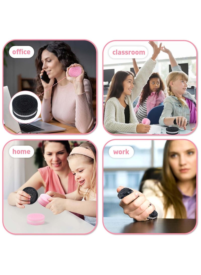 NNEWVANTE لعب ضغط بسكويت لزج للأشخاص البالغين، ألعاب حسية للأطفال ذوي التوحد، كرات ضغط للبالغين هدايا عيد ميلاد، هدايا حفلات للأطفال (عبوة 2 باللونين الوردي والأسود) - Image 4