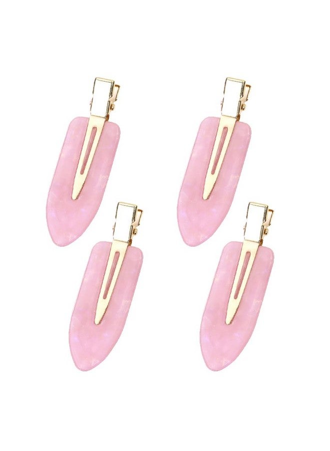 Girls Small Hair Clips 2.4Inch No Crease Hair Pins No Bend Cute Barrettes Accessories For Women Thin Curly Fine Hair Styling Sectioning Pack Of 4 (Pink)
