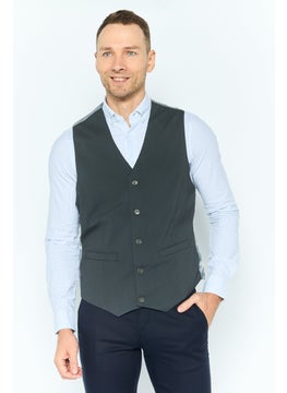 Asos Design Men Skinny Fit Solid Waist Coat, Dark Grey  - Image 1
