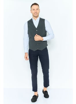 Asos Design Men Skinny Fit Solid Waist Coat, Dark Grey  - Image 3
