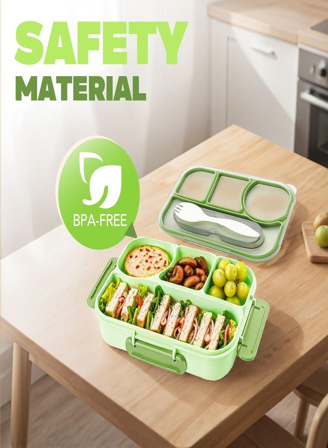 EASYFUN Bento Box Adult, Lunch Box, 4-Compartment Lunch Containers, Drop-Proof, Dishwasher Safe & Made with BPA-Free Materials (Green) - Image 3