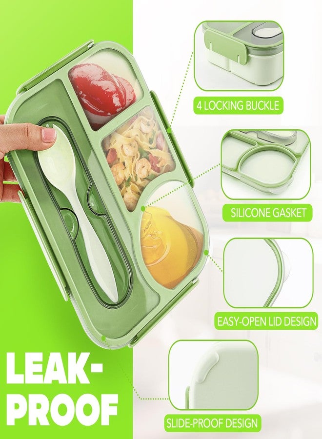 EASYFUN Bento Box Adult, Lunch Box, 4-Compartment Lunch Containers, Drop-Proof, Dishwasher Safe & Made with BPA-Free Materials (Green) - Image 4