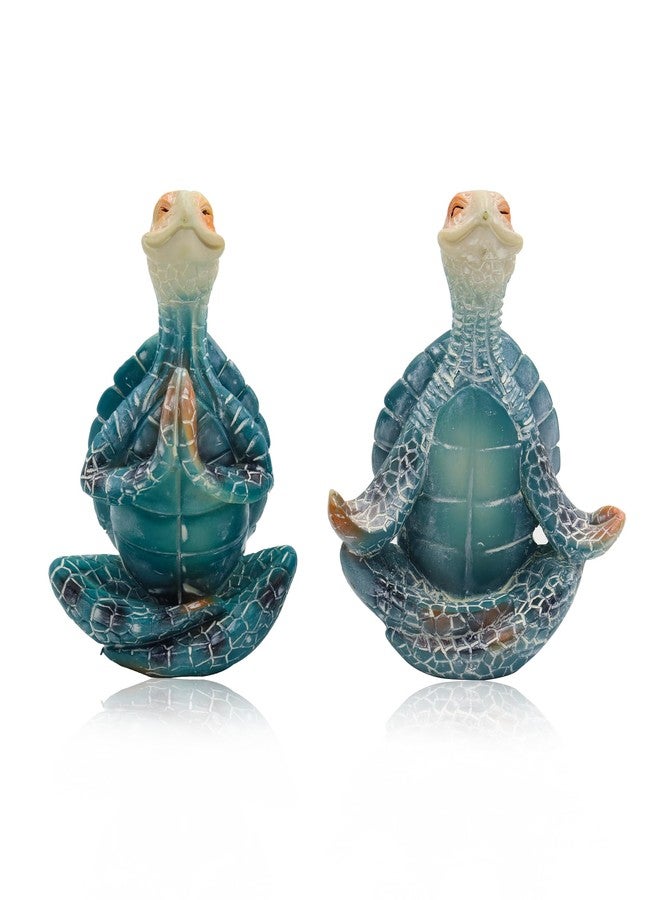 ACOSIY Set of 2 Meditation Yoga Turtle Statue, Sea Turtle Decor, Coastal Room Decor, Meditating Turtle Figurines for Garden Decorations, Beach Decorations for Home Office Desk Bathroom (2 Pcs) - Image 1
