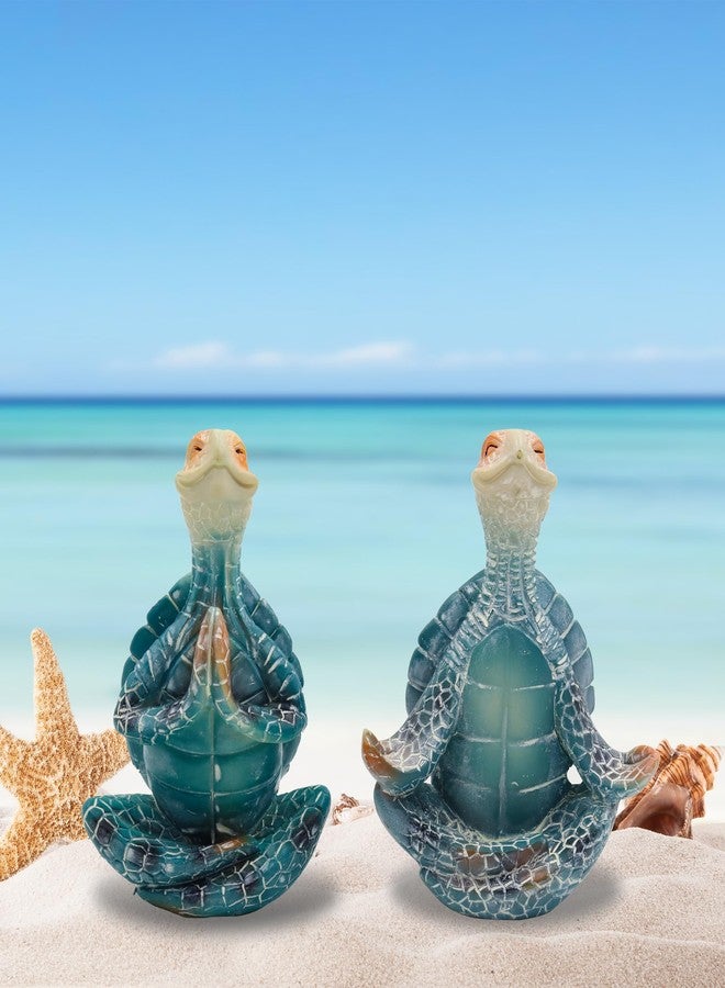 ACOSIY Set of 2 Meditation Yoga Turtle Statue, Sea Turtle Decor, Coastal Room Decor, Meditating Turtle Figurines for Garden Decorations, Beach Decorations for Home Office Desk Bathroom (2 Pcs) - Image 4