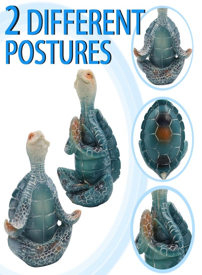 ACOSIY Set of 2 Meditation Yoga Turtle Statue, Sea Turtle Decor, Coastal Room Decor, Meditating Turtle Figurines for Garden Decorations, Beach Decorations for Home Office Desk Bathroom (2 Pcs) - Image 2