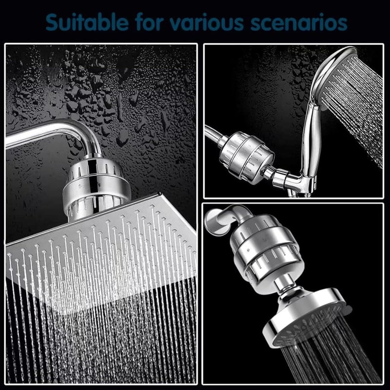 Parkplus 15 Stage Shower Filter Shower Head Filter Hard Water FilterRemove Chlorine Heavy Metals and Other Sediments Vitamin C Water Softener Reduces Dry Itchy SkinDandruff Silver - Image 5