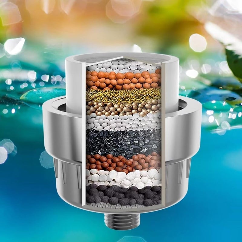Parkplus 15 Stage Shower Filter Shower Head Filter Hard Water FilterRemove Chlorine Heavy Metals and Other Sediments Vitamin C Water Softener Reduces Dry Itchy SkinDandruff Silver - Image 3