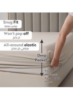 Bedding Fitted Sheet: 2-Pcs Single Size Solid Sheet With Pillowcases Set and Soft-Silky 30 Cm Extra Deep Brushed Microfiber Cooling Bed Sheet , Light Beige - pzsku/ZFA7B0A665F6574395D53Z/45/_/1725685395/cbdbd10f-9f5a-48ab-a8ef-e2f9b50eeb4f