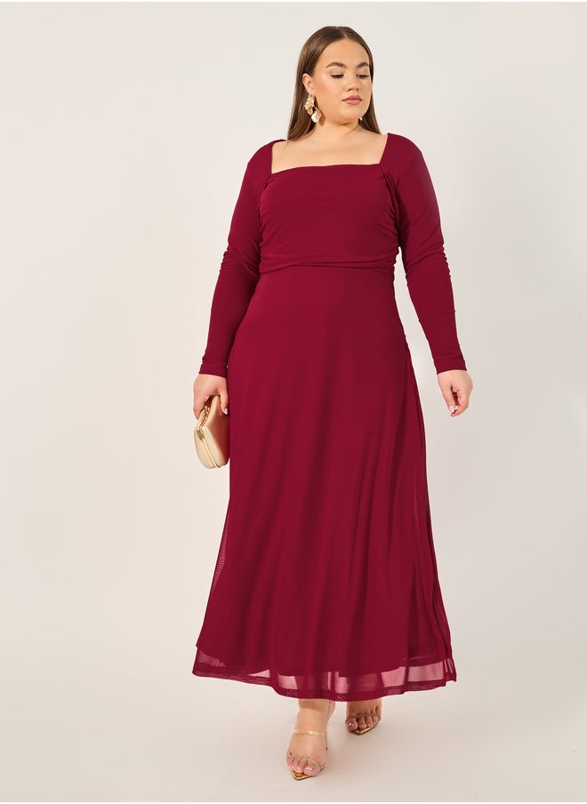 Styli Burgundy A-Line Dress  - Image 2