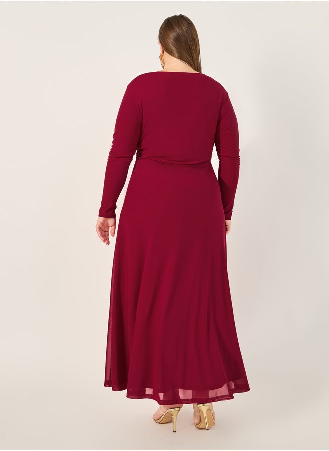 Styli Burgundy A-Line Dress  - Image 5