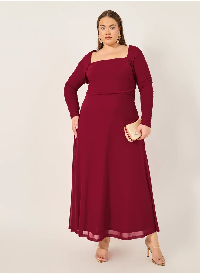 ستايلي Plus Size Square Neck A-Line Maxi Dress