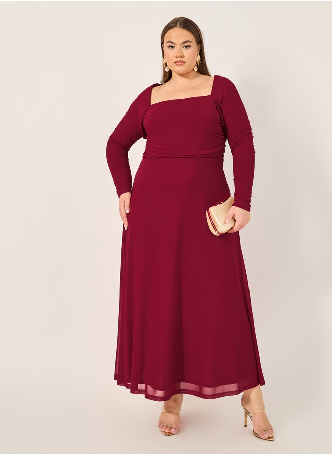 Styli Burgundy A-Line Dress  - Image 1