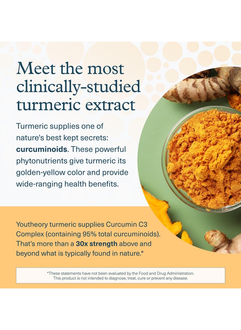 youtheory - Turmeric Extra Strength Formula 1000 Mg 60 Vegetarian Capsules - Image 1