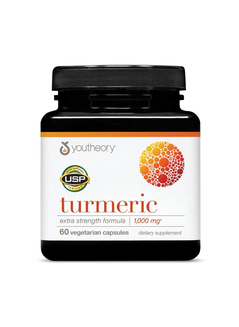 youtheory - Turmeric Extra Strength Formula 1000 Mg 60 Vegetarian Capsules - Image 1